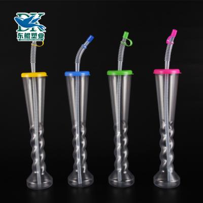 China 350ml Yard Bottle 100% Plastic Drinking Bottle Slush Water Tea Beer Juice Water Juice Beverage Bar Long Neck Glass 100% Blank Material With Straw for sale