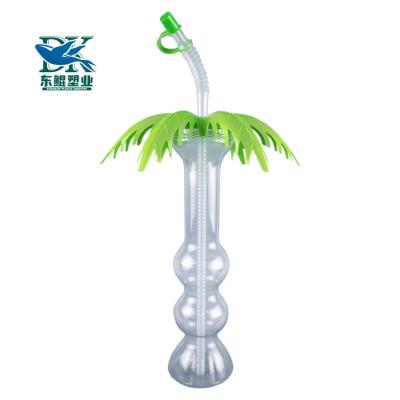 China Beverage factory novelty 400ml slush cup beer water juice beverage neck bottle palm yard wholesale plastic drinking glass long for sale