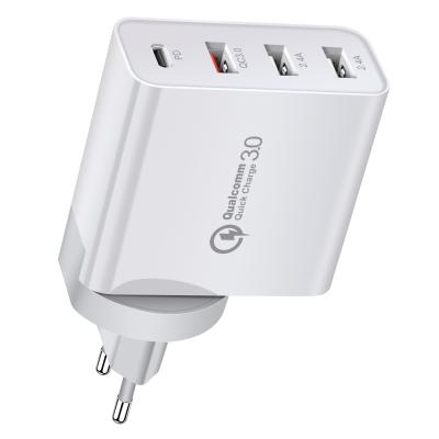 China Fast Charging Fast Charger 4 Ports Adapter Qc3.0 Usb 48w Usb Fast Charging Eu Us Plug UK Mobile Cell Phone Charger Home Travel USB Fast Wall Charger for sale