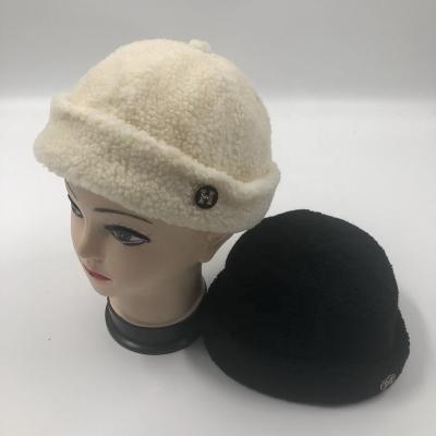 China COMMON no brim caps brand custom faux fur logo low MOQ warm hats for men and women on stock for sale