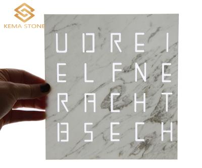 China Modern 1mm Modern Engraving Ultra Thin Marble Sheet With Carving Letters For Backlit for sale