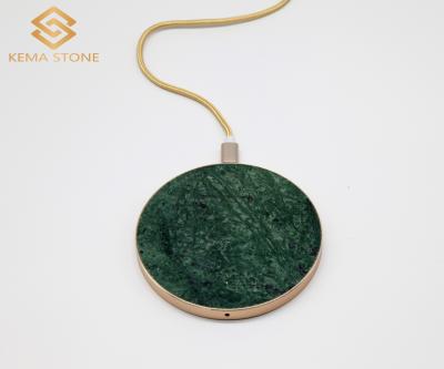 China Real Natural Green Marble Stone 10W QI Mobile Phone Charging Fast Wireless Charger For Iphone and Samsung Cellphones for sale