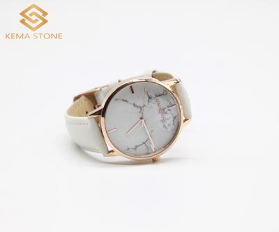 China Real Natural White Marble Stone Water Resistant Quartz Wrist Watch Water Resistant For Men And Women for sale