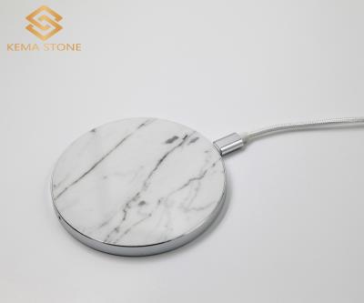 China Universal Charging Cell Phone Real 10W QI Cell Phone Natural White Marble Stone Around Fast Charging Wireless Charger For Iphone and Samsung Mobile Phones for sale