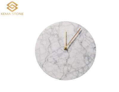 China Cheap Europe Carrara Europe Natural White Marble Stone Wall Clock On Sale for sale