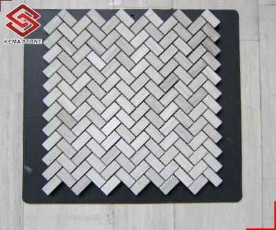 China Cheap Natrual Herringbone Europe China Stone White Wooden Marble Mosaic Tile Europe for sale