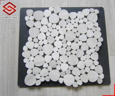 China Europe China Water Acero White Wood Marble Jet Mosaic Tiles For Bathroom Home Decoration for sale