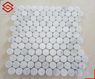 China Europe Interior Round Carrara White Marble Mosaic Europe for sale