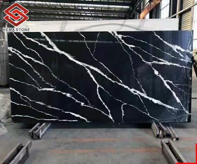 China Modern Chinese Black Marble Modern Marquina Black Nero Margiua For Kitchen Counter Top for sale