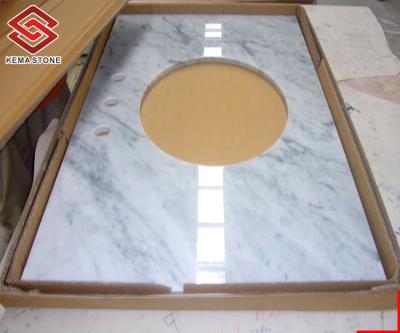 China Modern Natural White Marble White Bathroom Vanity Carrera Marble Top for sale