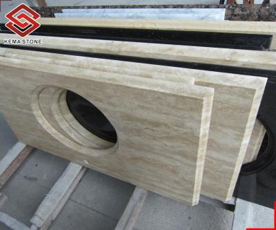 China Modern Modern Beige Travertine Vanity Tops With Sink For Bathroom for sale