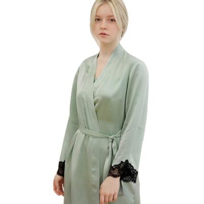 China Breathable Autumn Green New Products Launch Fashion Home Casual Wear Women's Three-piece Pajamas Set Lace Nightgown Pants for sale