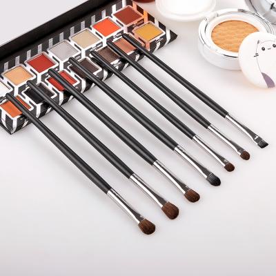 China Angular Blush Professional Black 7Piece Private Label Eye Brushes Makeup Brush Set for sale