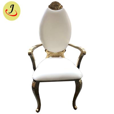 China Gold Stainless Metal Brushed Stainless Steel Dining Chair For Private Meeting With Arm for sale