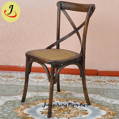 China Modern Manufacturer European Hotel Solid Wood Cross Dining Back Chair for sale