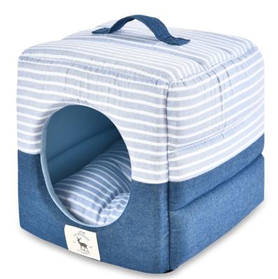 China Travel 3 Ways Use Foldable Pet Beds , Customized Soft And Warm Dog Cat House Bed for sale