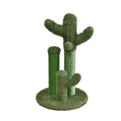 China Cat Cactus Scratching Post Cactus Viable Cat Climbing Tree with 3 Scratching Poles and Dangling Ball for sale