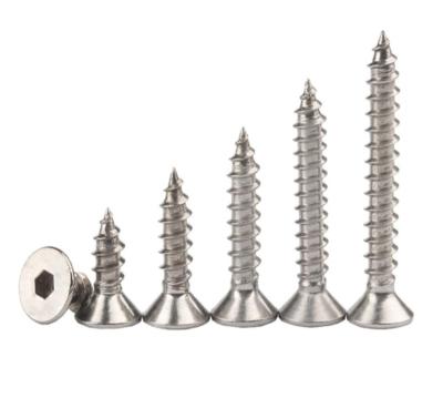 China Self Tapping Countersunk Self Tapping Hexagon Head Cap Stainless Steel Inner Socket Wood Screws for sale