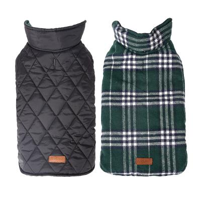 China British Plaid Vest Pet Winter Dog Coat Reversible Dog Jacket Windproof Waterproof Comfortable Warm Comfortable Style for sale