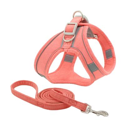 China Cheap Breathable Reflective Padded Mesh Pet Dog Leash And Nylon Working Harness Set for sale