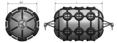 China Natural Rubber Boat Mooring Fenders Protective Tyre With Tire Chain for sale