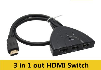 China 3 Port HDTV 1080P DVD 3D HDMI AUTO Switch Switcher Splitter Hub with Cable for sale