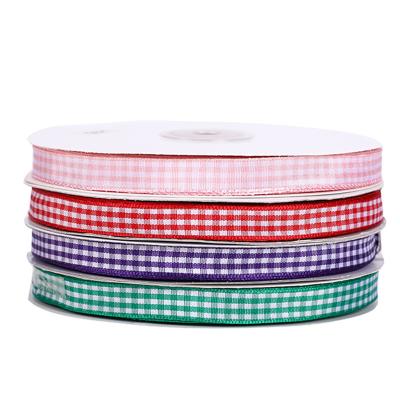 China High Tenacity Ribbon 6 Handmade Purple Yellow Red White Lattice Diy Bow Gift Wrapping Wholesale 10 15 25mm Scottish Ribbon for sale