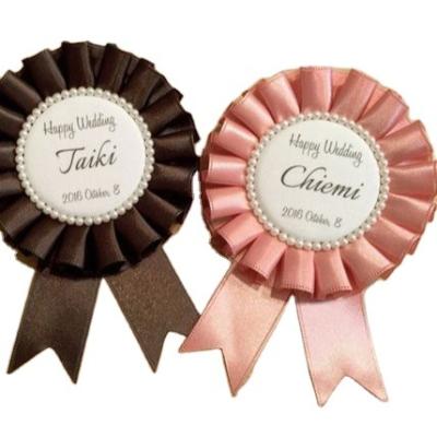 China Rosette Award Ribbon Factory Floral Oem Custom Design Round Ribbon Badge Race For Horse Show for sale