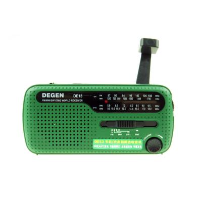 China Hot Sale DEGEN DE13 PORTABLE Internet Radio Emergency Solar Crank Led Flashlight Am Portable FM Switch Weather Radio for sale