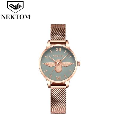 China 2022 NEKTOM Mesh Strap Women Watches Waterproof Chronograph Bees dial quartz wrist watch for ladies quartz watch watches for men for sale