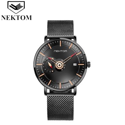 China NEKTOM Chronograph Wrist Watch Quartz Watch Wholesale Top Fashion Watches Mesh Glass Mesh Strap Waterproof For Men Sport Clock for sale