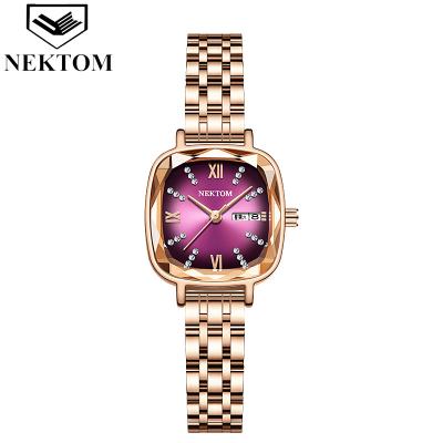 China NEKTOM 2022 Chronograph Stainless Steel Strap Women Watches Waterproof Diamond Quartz Wrist Watch For Ladies High Quality for sale