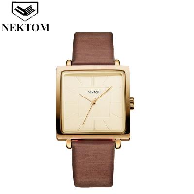 China Chronograph NEKTOM 2022 Leather Strap Women Watches Waterproof Japan Movement Quartz Red Dial Leather Strap Wrist Watches For Lady for sale