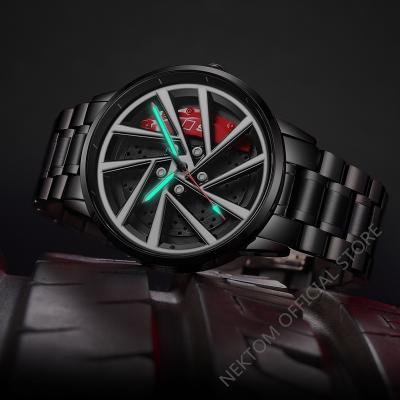 China 3D Original Official Waterproof Rim Watch Spinning Wheel Wholesale Watches Quartz Waterproof Wrist Car Wheel Watch 360 Spin Blade Audl for sale