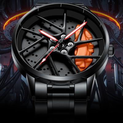 China 3D Official Official Waterproof Rim Watch Spinnning Wholesale Wheel Watches Quartz Waterproof 360 Wrist Car Wheel Watch Spin TesIa Model for sale