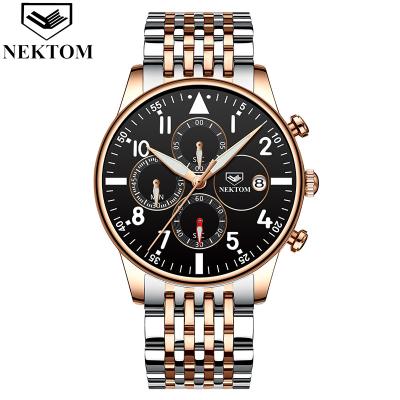 China NEKTOM Chronograph Wristwatch Movt Quartz Watch Stainless Steel Sapphire Glass Butterfly Strap Waterproof Watches For Men Sports Watches for sale