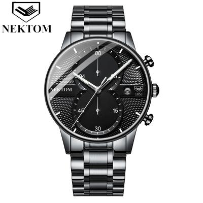 China Hot Fashion Sapphire Glass Butterfly Strap Waterproof Stainless Steel Chronograph Wrist Watch Quartz Watch NEKTOM Watches For Men Sport Watch for sale