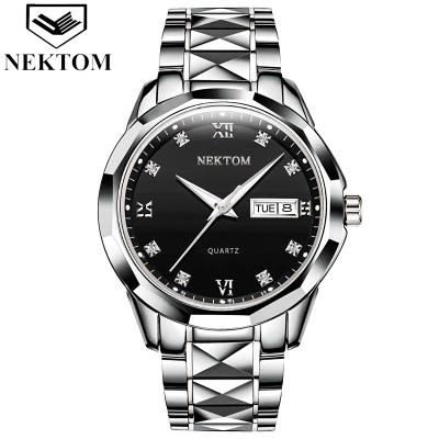 China NEKTOM Chronograph Top Brand Wristwatch Quartz Watch Stainless Steel Butterfly Glass Strap Business Waterproof Watches For Men Sports Watch for sale