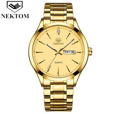 China Wholesale Superior NEKTOM Chronograph Brand Wrist Watch Quartz Watch Stainless Steel Glass Butterfly Strap Waterproof Watches For Men Sport Watch for sale