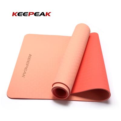 China Home Sports Waterproof / Eco-friendly Pilates Logo Fitness Tpe Yoga Mat Custom Made With Two Side Color for sale