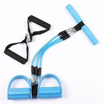 China Yoga Exercise Keepeak 4 Tube Pedal Traction Pedal Sit Up Elastic Yoga Fitness Pull Rope for sale