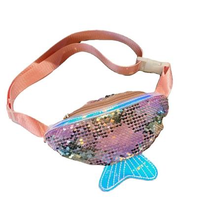 China Wholesale Water Proof Fishtail Mermaid Baby Girl Kids Glitter Reflective Sequin Bling Cross - Body Waist Bag Kids Pussy Pack for sale