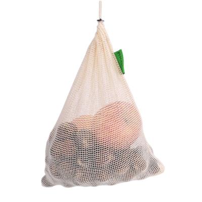 China Canvas Mesh Shopping Bag Reusable Custom Handled Shopping Bag Fruit Vegetable Drawstring Bag for sale