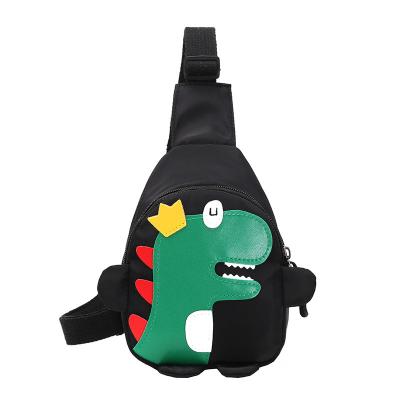 China Multiple Follow Methods Cool And Soft Black Single Shoulder School Bag Backpack With Funny Cartoon Dinosaur Pattern for sale