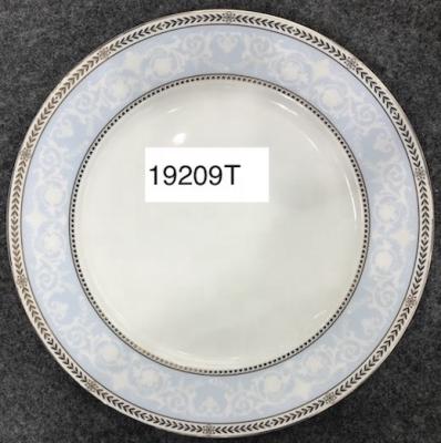 China Sustainable Tarelka Light Blue Premium Restaurant Serving Plates With Gold Rim for sale