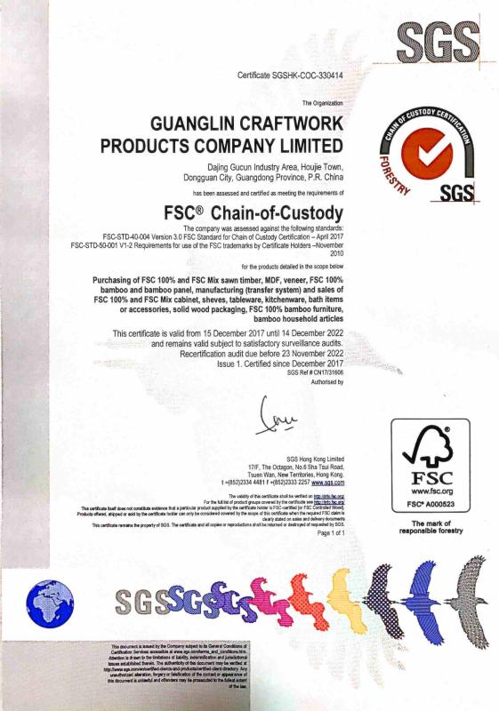 FSC - Dongguan Guanglin Craftwork Products Company Limited