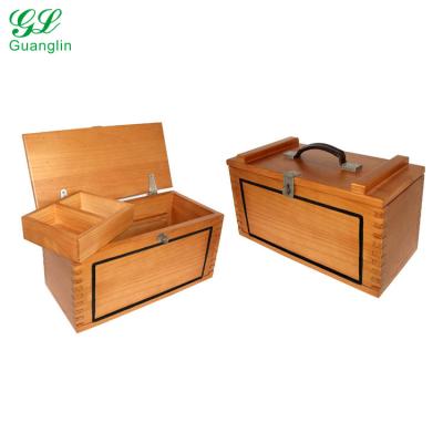 China Vintage eco-friendly solid wood toolbox with handle for sale