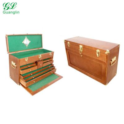 China Traditional Wooden 10 Drawers Portable General Tool Box US Locks for sale