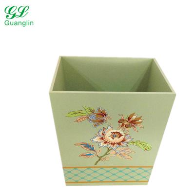 China Sustainable Customized Wooden Flower Trash Can For Green for sale