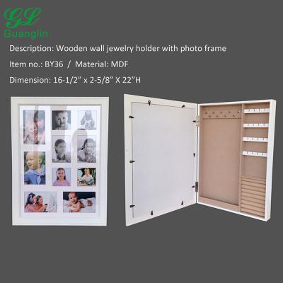 China Fashionable Wooden Wall Jewelry Rack With Photo Frame for sale